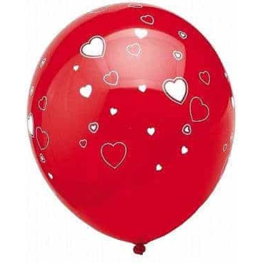 Ballonger - Røde - Hjertedesign - 6 stk (1034)