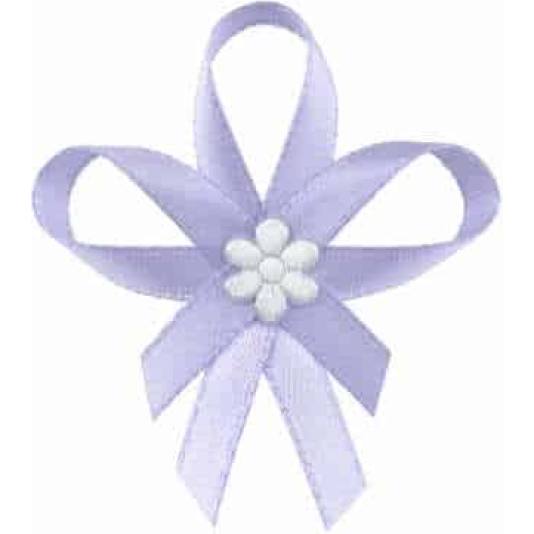 Pyntesløyfer med Hvit Blomst - 25 stk - Lavendel (1077)