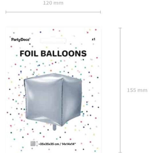 Folieballong - Kube - 35cm - Sølv (11042)