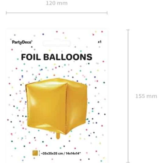 Folieballong - Kube - 35cm - Gull (11045)