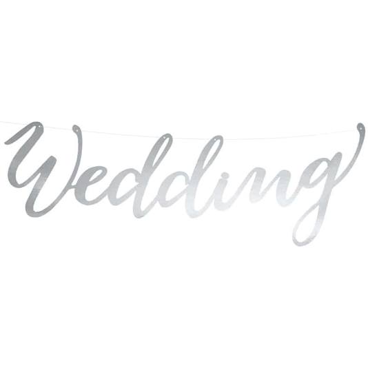 Banner til bryllup - Wedding - Sølv (11169)