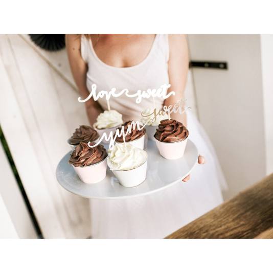 Cupcake Kaketopp - Love - Sølv 13cm (11267)