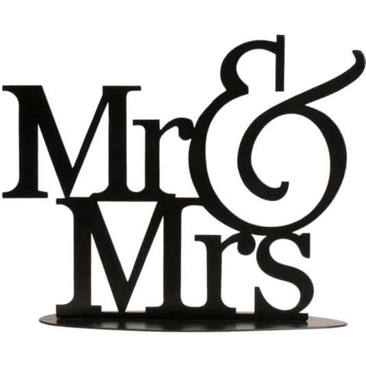 Kaketopp i Metall - Mr & Mrs - Sort (11857)