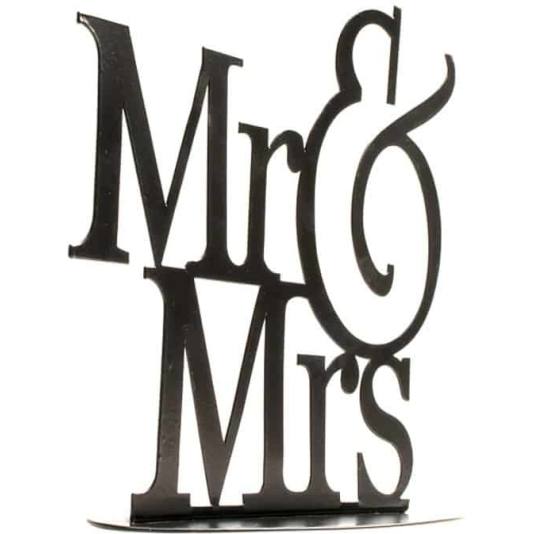 Kaketopp i Metall - Mr & Mrs - Sort (11858)