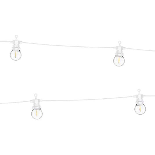 LED Festlys - Lysrekke - 10 Lyspærer - Varmt lys - 8 meter - Hvit ledning (12182)