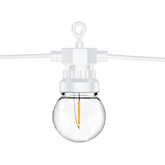 LED Festlys - Lysrekke - 10 Lyspærer - Varmt lys - 8 meter - Hvit ledning (12183)