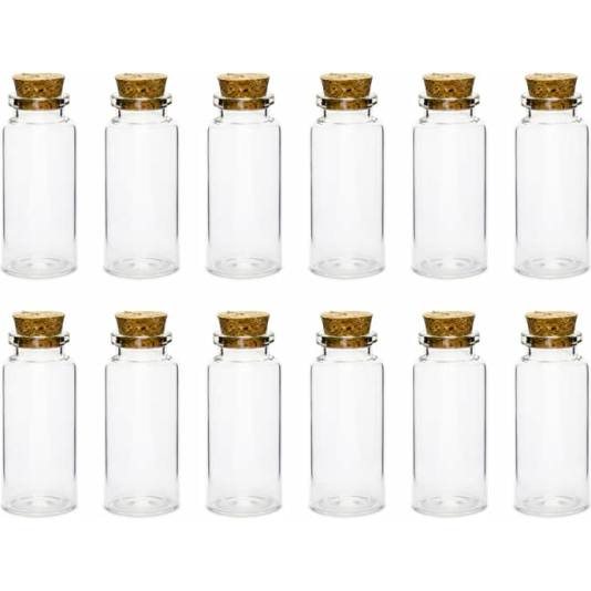 Glassflasker med kork - 7cm - 12 stk (12220)