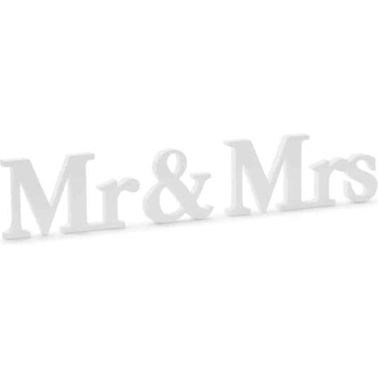 Treskilt - Mr & Mrs - Hvit (12495)