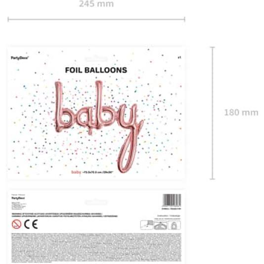 Folieballong - Baby - Rosegull (12512)