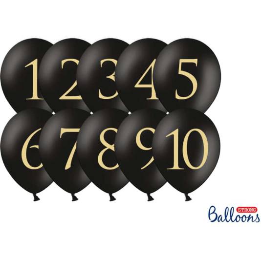 Ballonger - Nummer 1-10 - Pastellsorte - 30 cm - 10 stk (12663)