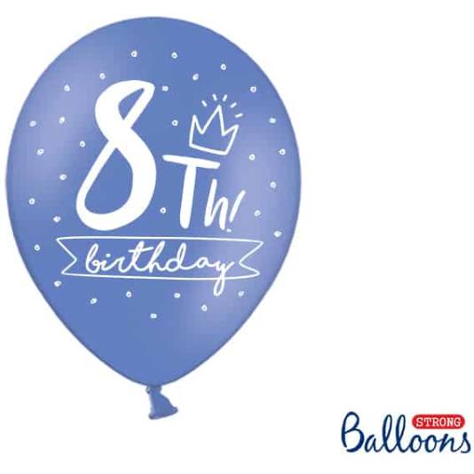 Ballonger - 8th! birthday - 30 cm - 6 stk (12690)