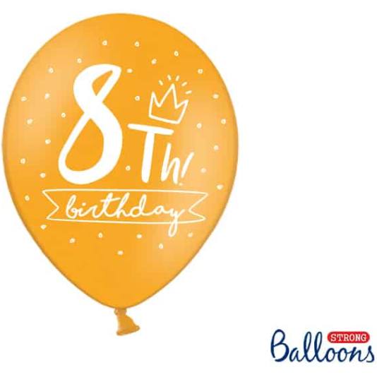 Ballonger - 8th! birthday - 30 cm - 6 stk (12691)
