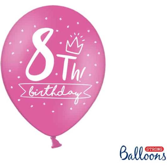 Ballonger - 8th! birthday - 30 cm - 6 stk (12692)