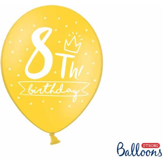 Ballonger - 8th! birthday - 30 cm - 6 stk (12693)