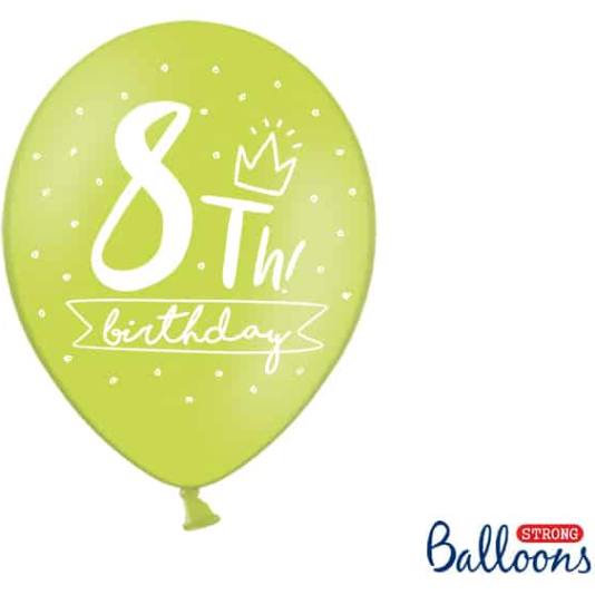 Ballonger - 8th! birthday - 30 cm - 6 stk (12694)