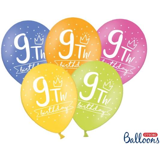 Ballonger - 9th! birthday - 30 cm - 6 stk (12695)