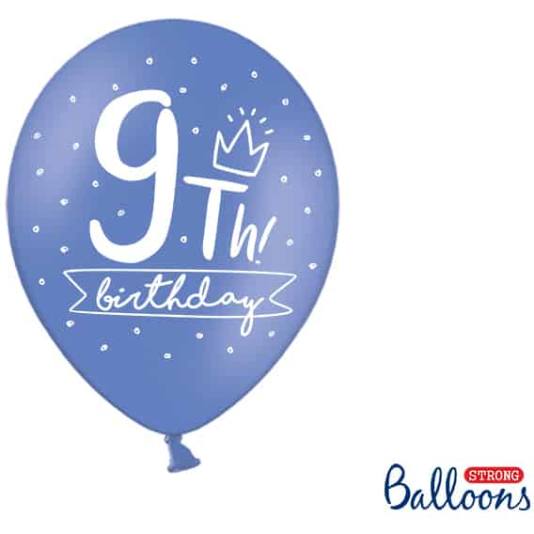 Ballonger - 9th! birthday - 30 cm - 6 stk (12696)