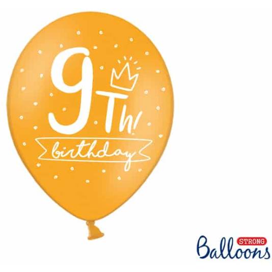 Ballonger - 9th! birthday - 30 cm - 6 stk (12697)