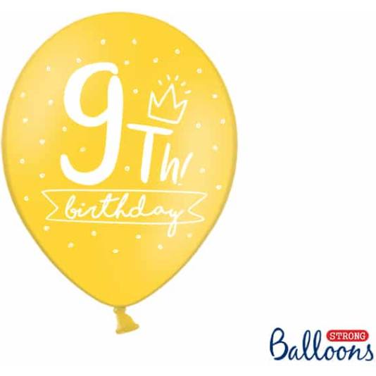 Ballonger - 9th! birthday - 30 cm - 6 stk (12699)