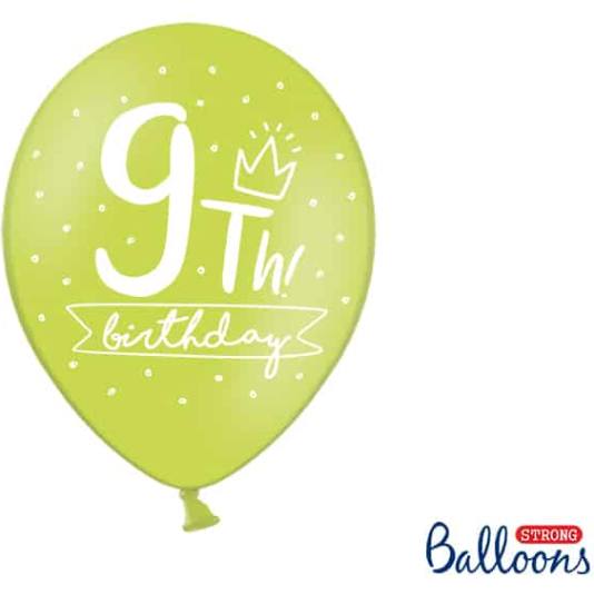 Ballonger - 9th! birthday - 30 cm - 6 stk (12700)