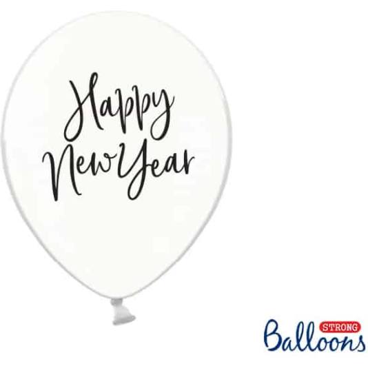 Ballonger 30cm, Happy New Year - Krystallklar - 6 Stk (13028)