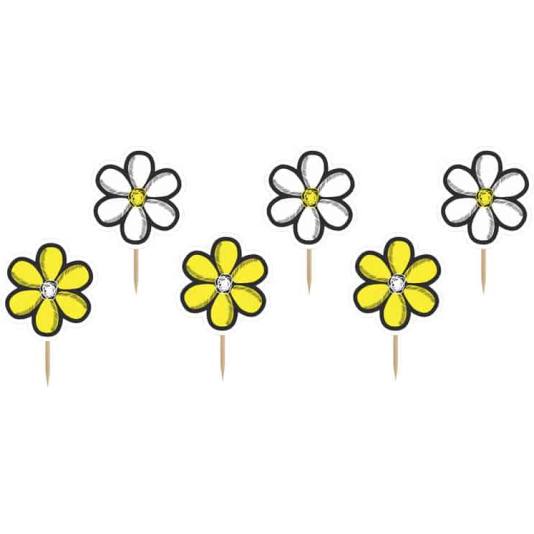 Biebursdag - Blomsterdekor til Cupcakes - 6 stk (3705)