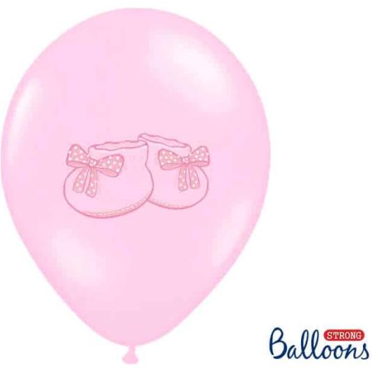 Dåpsballonger - Babysko Rosa - 6 stk (3986)