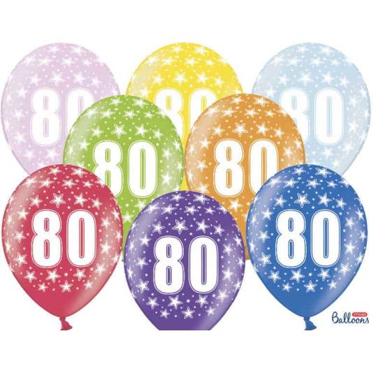 Ballonger - 80 årsdag - Metallic Mix - 30cm - 6pcs (4193)