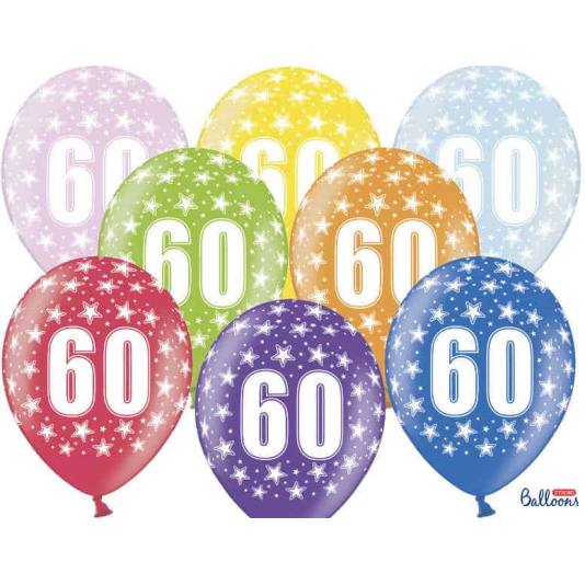 Ballonger - 60 årsdag - Metallic Mix - 30cm - 6pcs (4195)