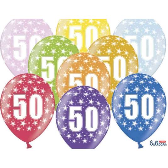 Ballonger - 50 årsdag - Metallic Mix - 30cm - 6pcs (4196)