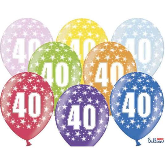 Ballonger - 40 årsdag - Metallic Mix - 30cm - 6pcs (4197)