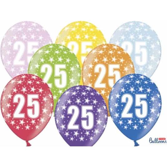 Ballonger - 25 årsdag - Metallic Mix - 30cm - 6pcs (4199)