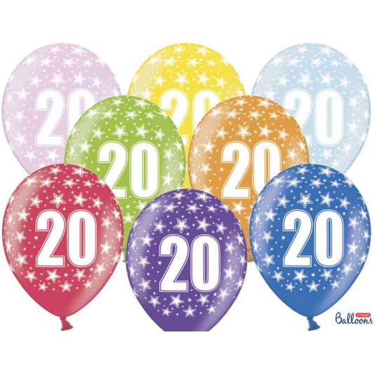 Ballonger - 20 årsdag - Metallic Mix - 30cm - 6pcs (4200)