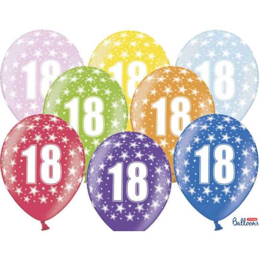 Ballonger - 18 årsdag - Metallic Mix - 30cm - 6pcs (4201)