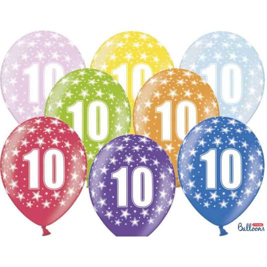 Ballonger - 10 årsdag - Metallic Mix - 30cm - 6pcs (4202)