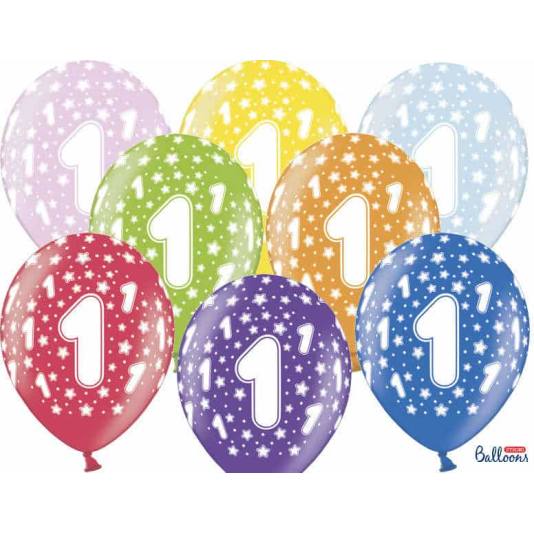 Ballonger - 1 årsdag - Metallic Mix - 30cm - 6pcs (4204)