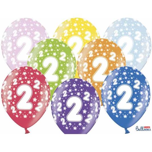 Ballonger - 2 årsdag - Metallic Mix - 30cm - 6pcs (4205)