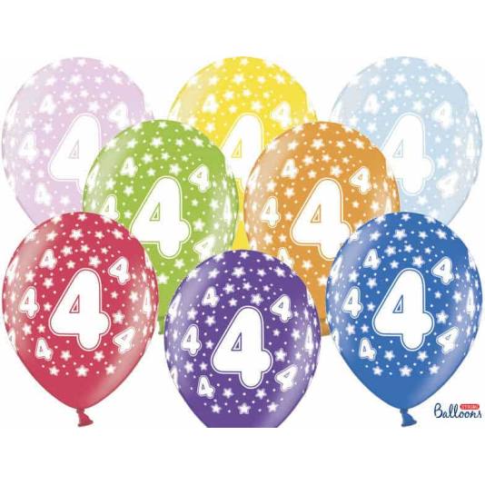 Ballonger - 4 årsdag - Metallic Mix - 30cm - 6pcs (4207)