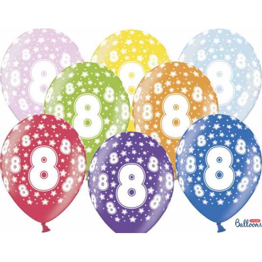 Ballonger - 8 årsdag - Metallic Mix - 30cm - 6pcs (4211)
