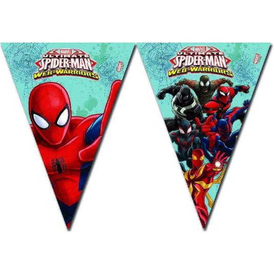 Spiderman Bursdag - Flaggbanner med 9 Vimpler (4532)