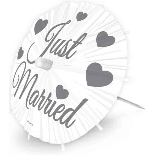 Parasoller til Bryllup - Just Married - 8 stk (4667)
