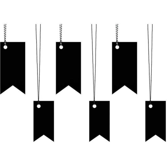 Sorte Flaggtags i Kartong med snor - 6pk (5034)