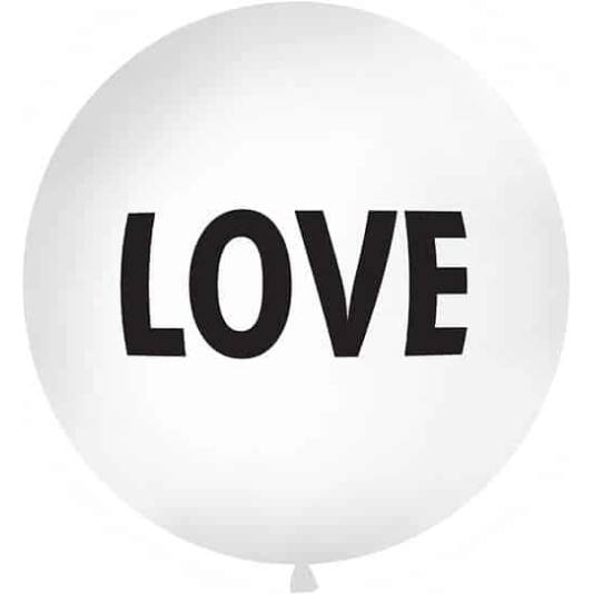 Gigastor Ballong - 1 Meter i Diameter - LOVE- Hvit (5071)
