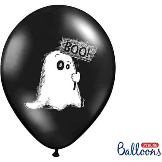 Ballonger - Halloweenspøkelse - 30cm - Pastellsort - 6 stk (5444)