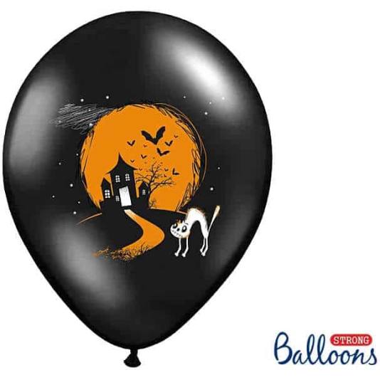 Ballonger - Halloweenspøkelse - 30cm - Pastellsort - 6 stk (5445)