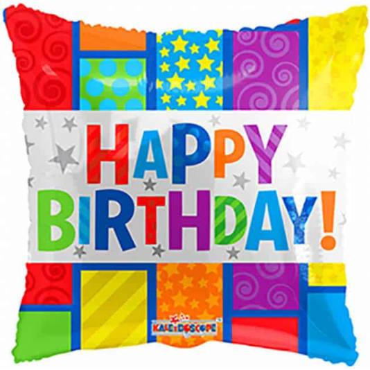 Heliumballong - Happy Birthday - Lys - 46cm (6573)