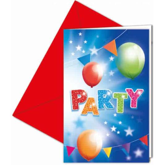 Party - Invitasjoner med konvolutter - 6 stk (6629)