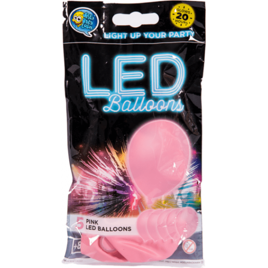 Lysende LED Ballonger - 5 stk - Rosa (7619)