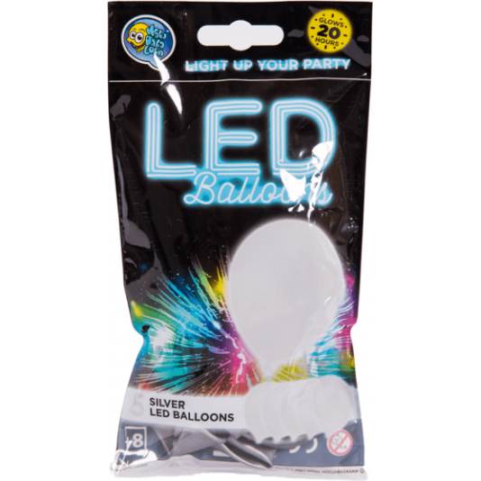 Lysende LED Ballonger - 5 stk - Sølv (7620)