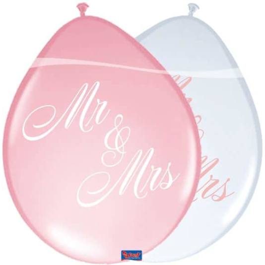 Ballonger - Mr Mrs - Rosa og Hvit - 8 stk (7679)